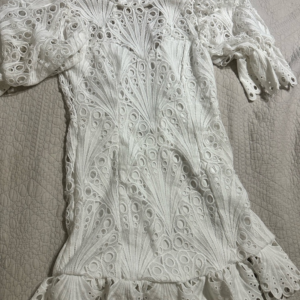 Fashion Nova Cream Ruffled Puff Sleeve Mini Dress - Picture 3 of 4
